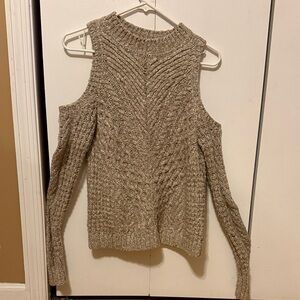 Express Off-the-Shoulder Sweater in Tan